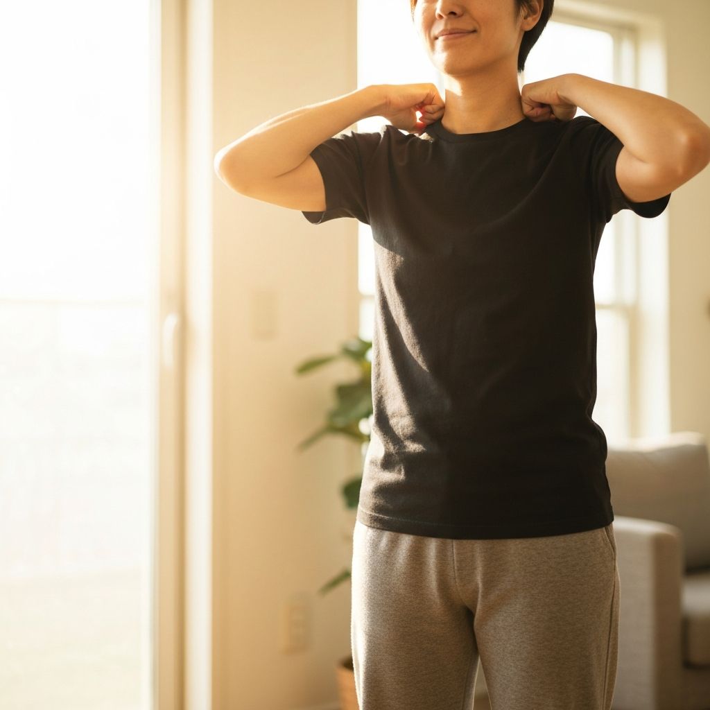 Gentle shoulder rolls exercise